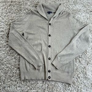GAP Men's Light Gray Cardigan Sweater Elbow Pads